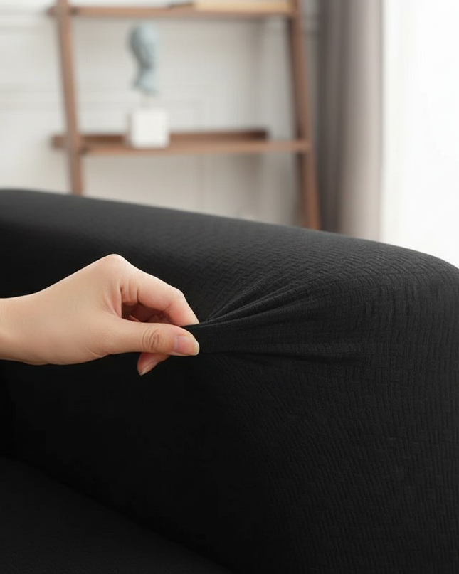 Housse de clic clac noire sans accoudoirs – Protection canapé convertible – Photo Variation 5