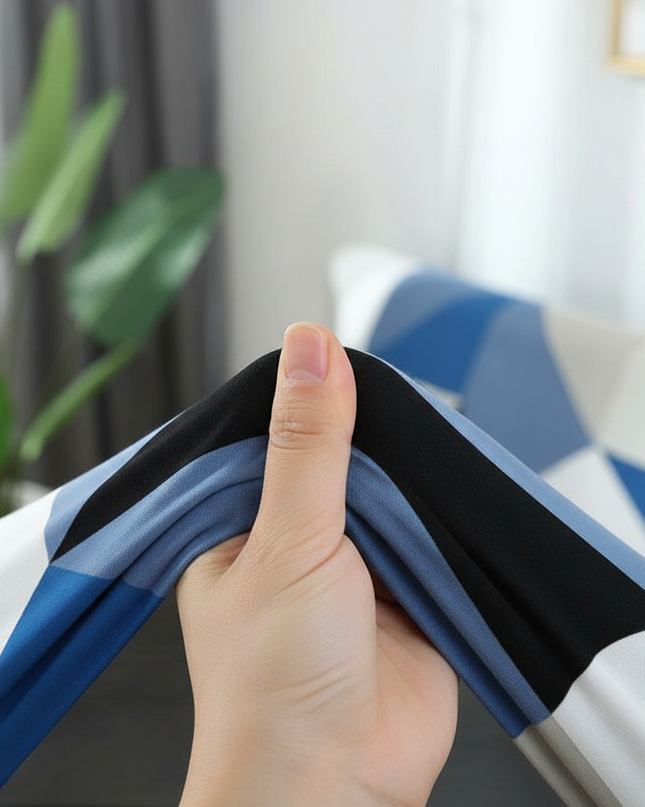 Housse de clic clac imprimé floral bleu – Protection canapé convertible – Photo Variation 5