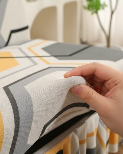 Housse de clic clac géométrique jaune gris – Protection canapé convertible – Photo Variation 5