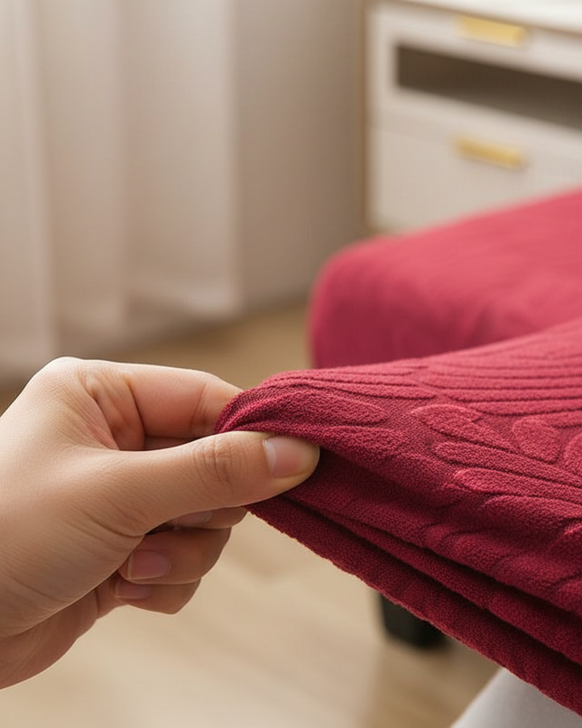 Housse de clic clac bordeaux jacquard extensible – Protection canapé convertible – Photo Variation 5