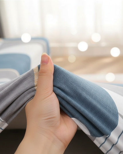 Housse de clic clac imprimée bleue géométrique – Protection canapé convertible – Photo Variation 5