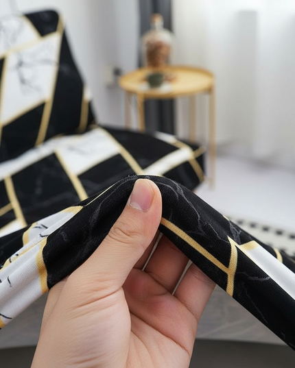 Housse de clic clac Géométrique Marbre Noir – Protection canapé convertible – Photo Variation 5