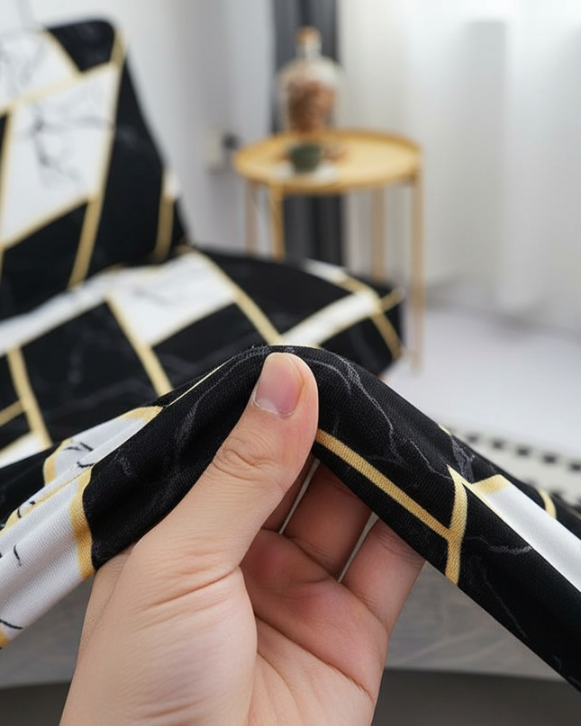 Housse de clic clac Géométrique Marbre Noir – Protection canapé convertible – Photo Variation 5