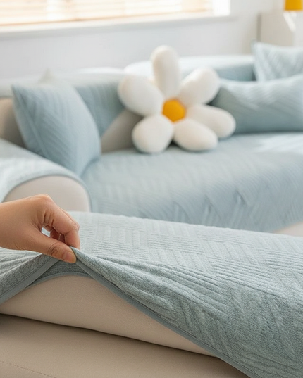 Housse de clic clac bleu matelassée antidérapante – Protection canapé convertible – Photo Variation 5