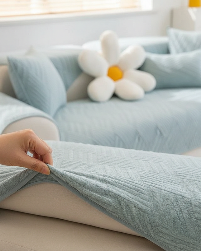 Housse de clic clac bleu matelassée antidérapante – Protection canapé convertible – Photo Variation 5