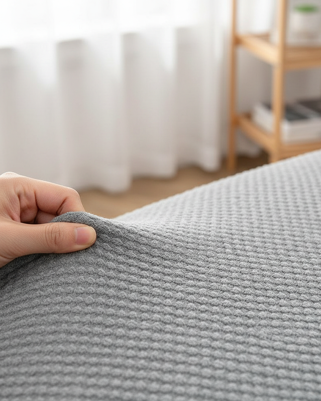 Housse de clic clac grise extensible à volants – Protection canapé convertible – Photo Variation 5