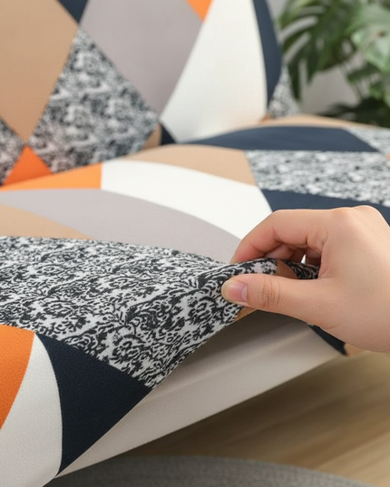 Housse de clic clac géométrique multicolore stretch – Protection canapé convertible – Photo Variation 5