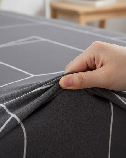 Housse de clic clac spandex anthracite géométrique – Protection canapé convertible – Photo Variation 5