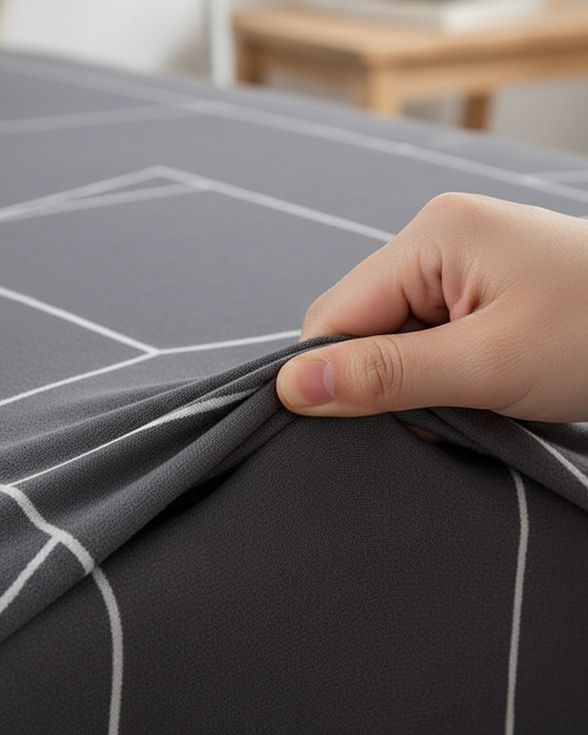 Housse de clic clac spandex anthracite géométrique – Protection canapé convertible – Photo Variation 5