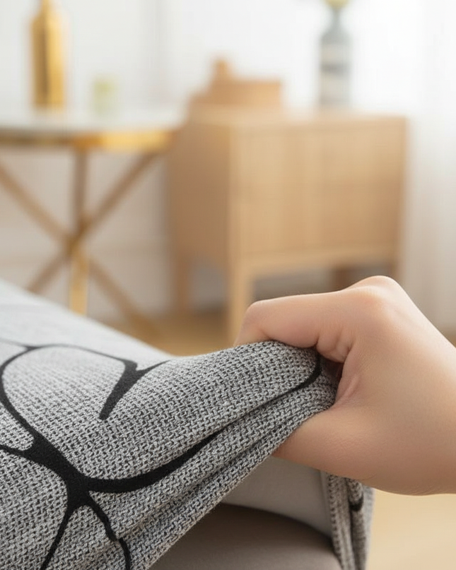 Housse de clic clac imprimée abstraite grise – Protection canapé convertible – Photo Variation 5