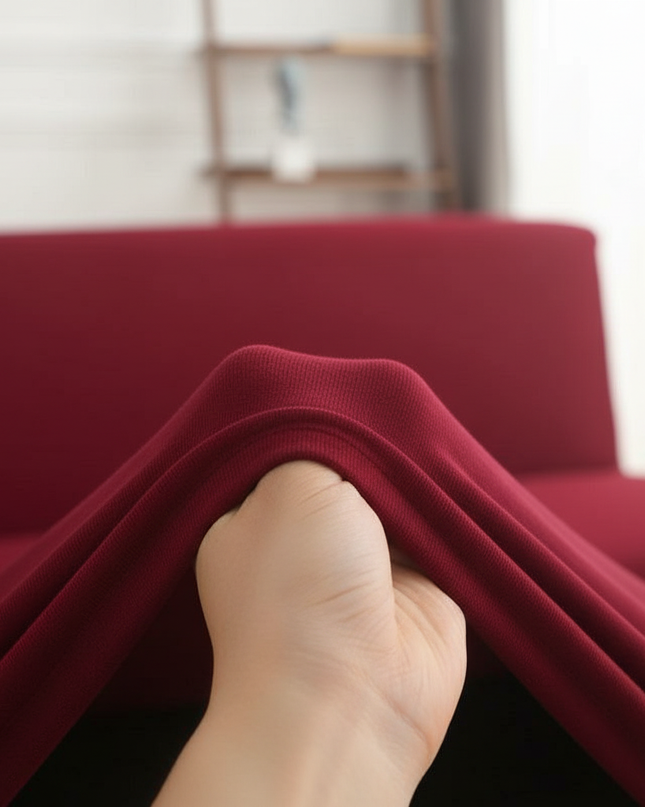 Housse de clic clac bordeaux sans accoudoirs – Protection canapé convertible – Photo Variation 5