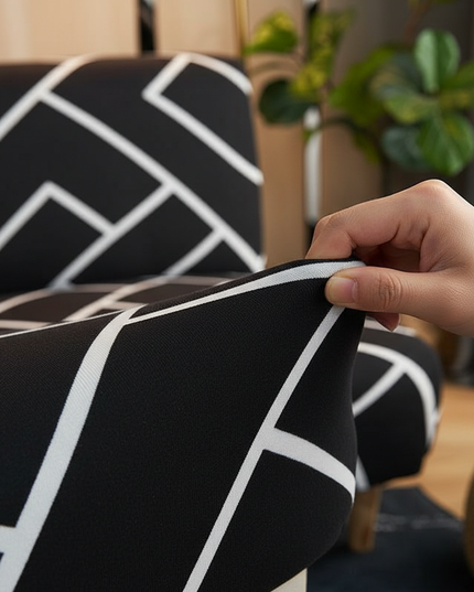 Housse de clic clac motif géométrique noir – Protection canapé convertible – Photo Variation 5