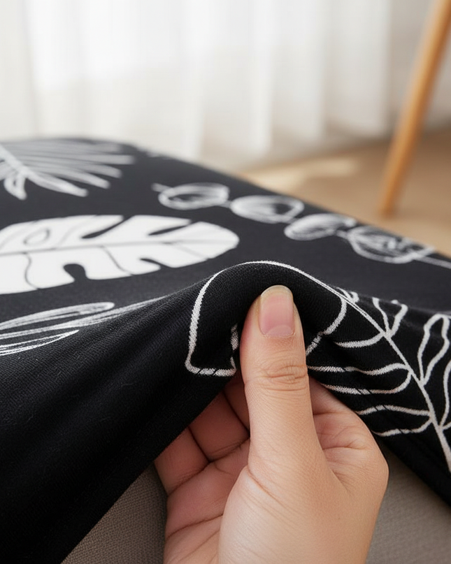 Housse de clic clac noire feuilles tropicales – Protection canapé convertible – Photo Variation 5