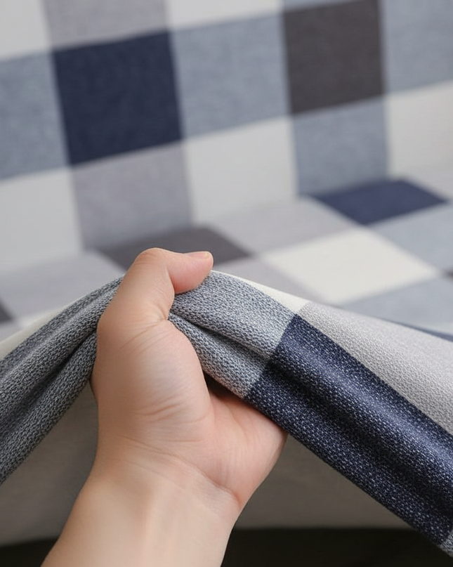 Housse de clic clac carreaux bleu gris – Protection canapé convertible – Photo Variation 5