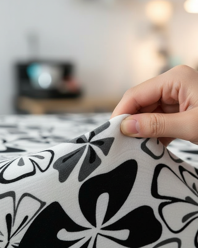 Housse de clic clac fleurs noir blanc – Protection canapé convertible – Photo Variation 5