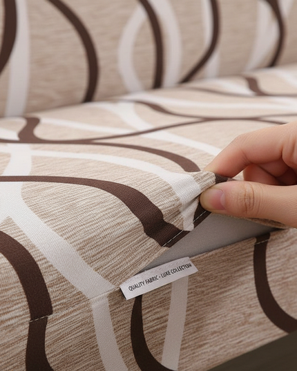 Housse de clic clac géométrique beige – Protection canapé convertible – Photo Variation 5