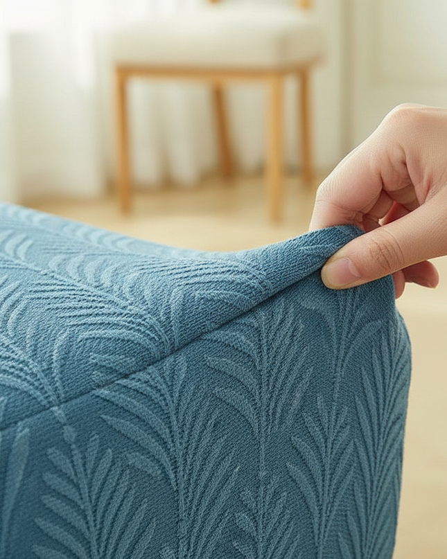 Housse de clic clac bleu canard feuilles – Protection canapé convertible – Photo Variation 5