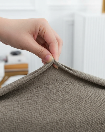 Housse de clic clac taupe jacquard extensible. – Protection canapé convertible – Photo Variation 5