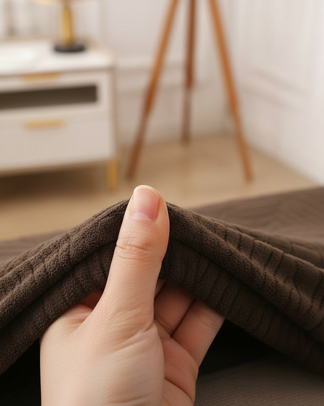 Housse de clic clac marron jacquard feuilles – Protection canapé convertible – Photo Variation 5