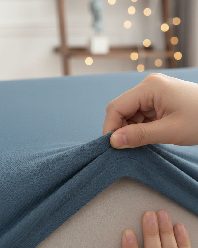 Housse de clic clac gris bleu extensible – Protection canapé convertible – Photo Variation 5