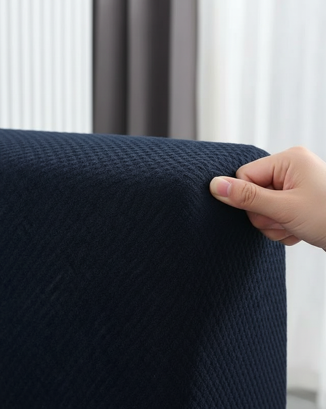 Housse de clic clac jacquard bleu marine – Protection canapé convertible – Photo Variation 5