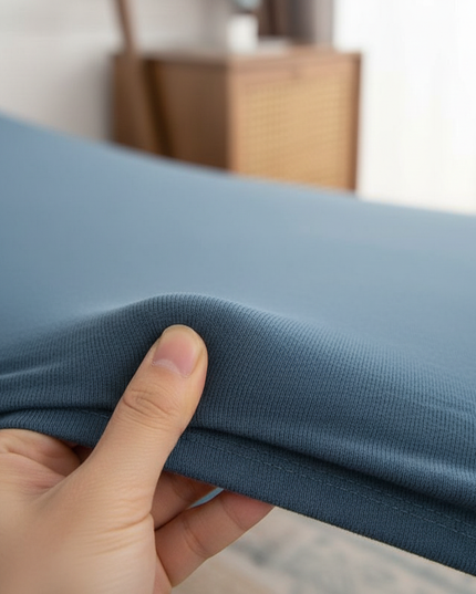 Housse de clic clac bleu canard extensible – Protection canapé convertible – Photo Variation 5