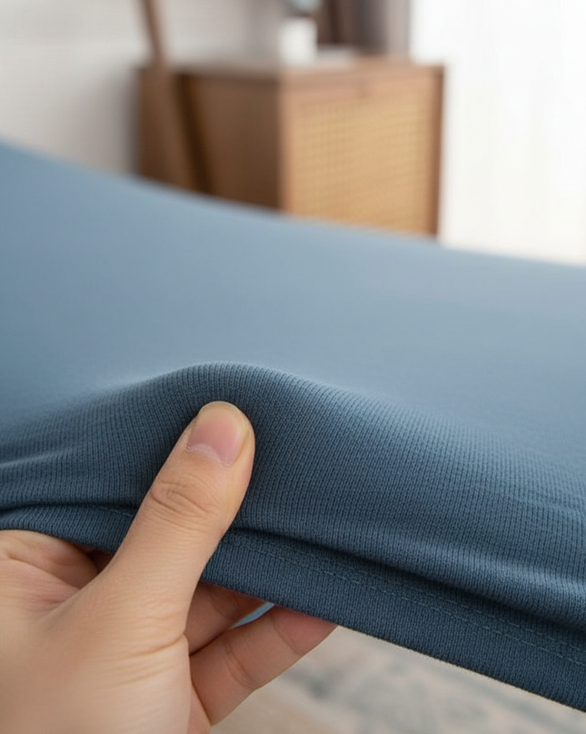 Housse de clic clac bleu canard extensible – Protection canapé convertible – Photo Variation 5