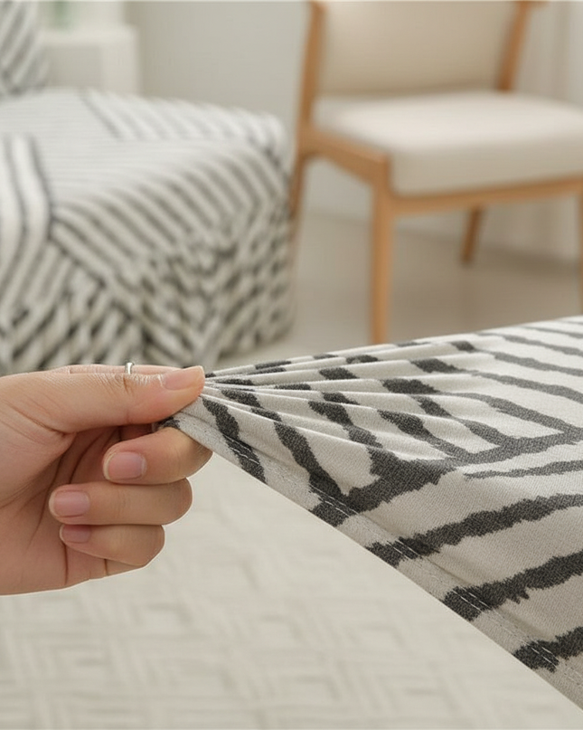 Housse de clic clac géométrique plissé lavable – Protection canapé convertible – Photo Variation 5