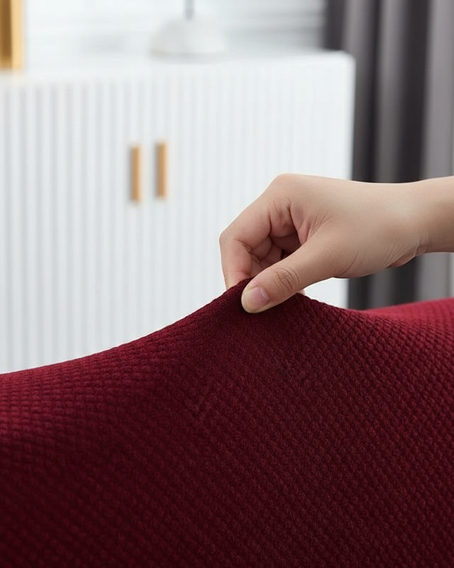 Housse de clic clac bordeaux jacquard extensible – Protection canapé convertible – Photo Variation 5