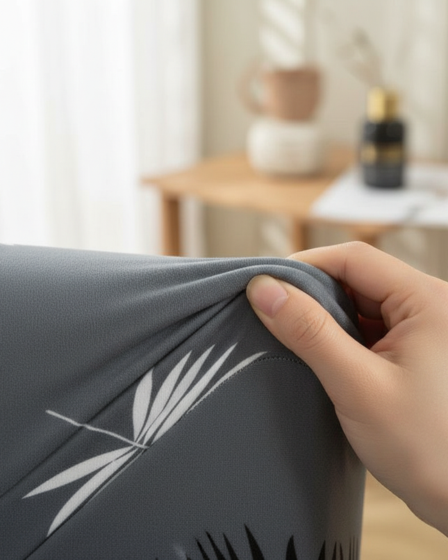 Housse de clic clac extensible gris palmier – Protection canapé convertible – Photo Variation 5