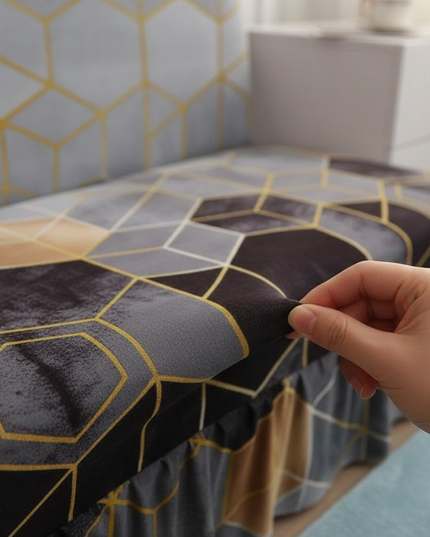 Housse de clic clac géométrique gris doré – Protection canapé convertible – Photo Variation 5