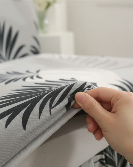 Housse de clic clac jupe feuilles grises – Protection canapé convertible – Photo Variation 5