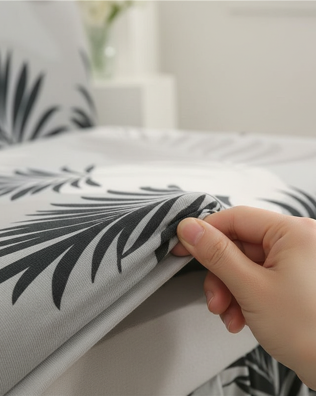 Housse de clic clac jupe feuilles grises – Protection canapé convertible – Photo Variation 5