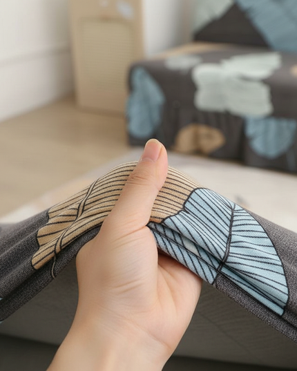 Housse de clic clac feuilles grises bleues – Protection canapé convertible – Photo Variation 5