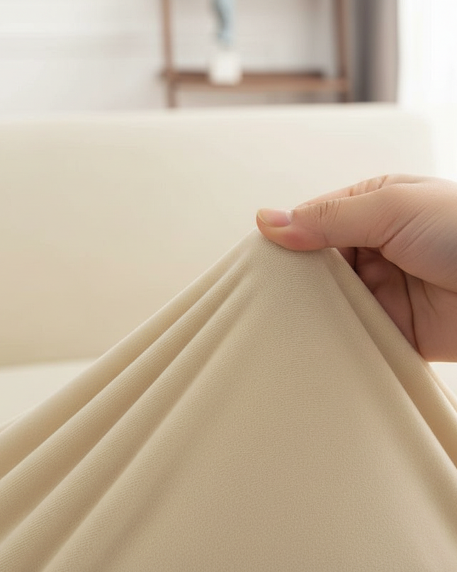 Housse de clic clac beige sans accoudoirs – Protection canapé convertible – Photo Variation 5