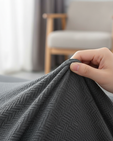 Housse de clic clac jacquard anthracite – Protection canapé convertible – Photo Variation 5