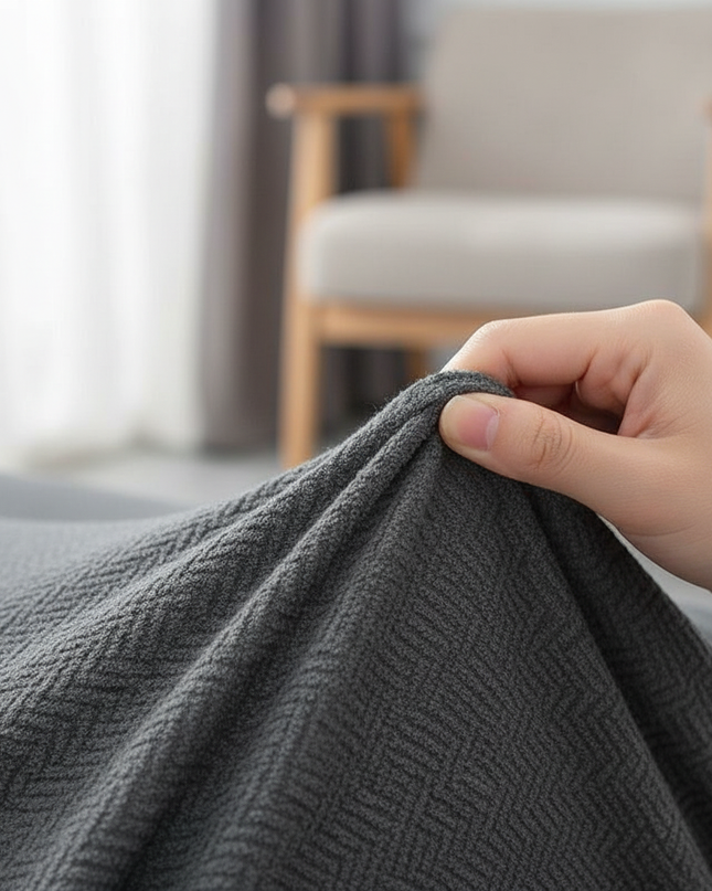 Housse de clic clac jacquard anthracite – Protection canapé convertible – Photo Variation 5