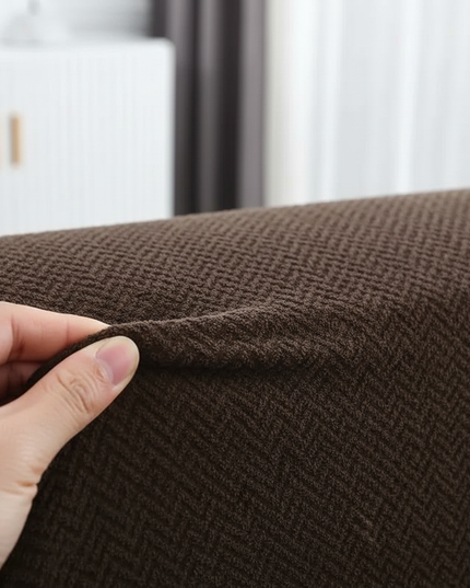 Housse de clic clac marron jacquard extensible – Protection canapé convertible – Photo Variation 5