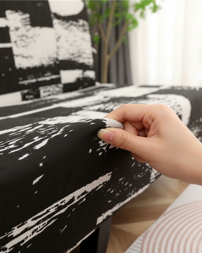 Housse de clic clac imprimée noire blanche – Protection canapé convertible – Photo Variation 5