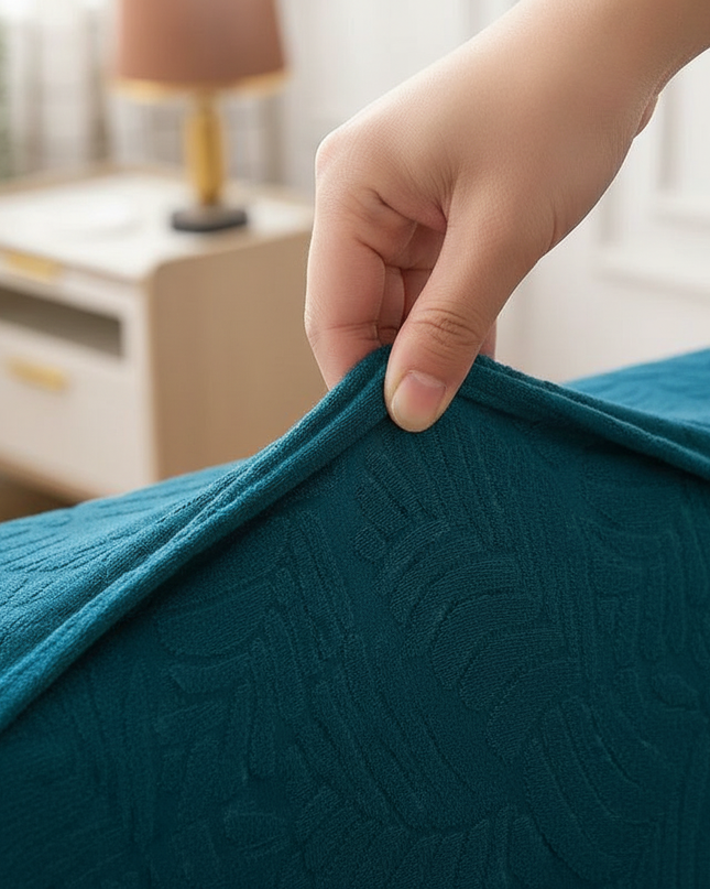 Housse de clic clac jacquard bleu canard – Protection canapé convertible – Photo Variation 5