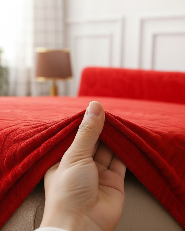 Housse de clic clac rouge motif floral – Protection canapé convertible – Photo Variation 5