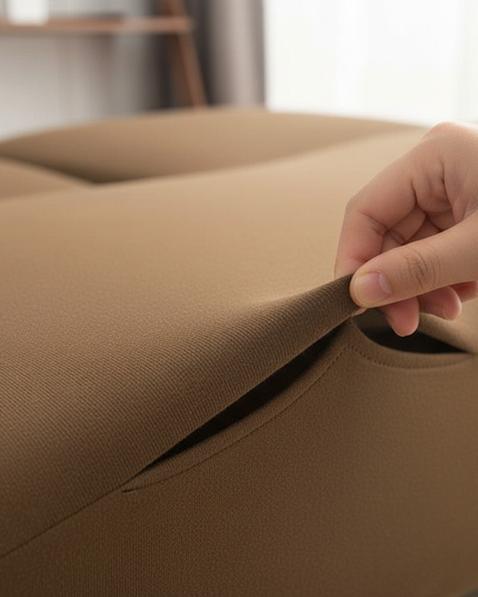 Housse de clic clac unie marron stretch – Protection canapé convertible – Photo Variation 5