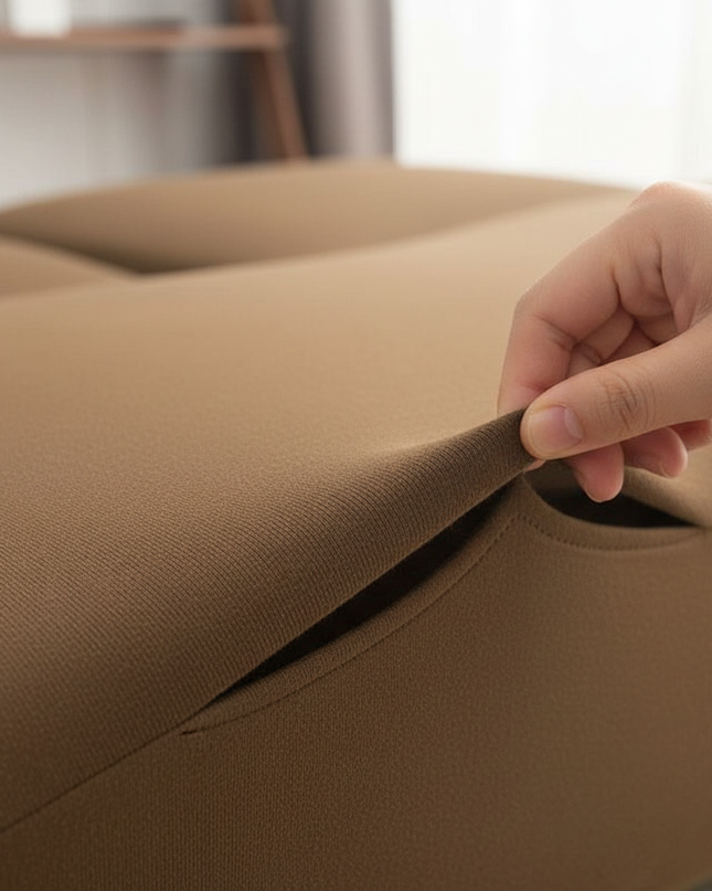 Housse de clic clac unie marron stretch – Protection canapé convertible – Photo Variation 5