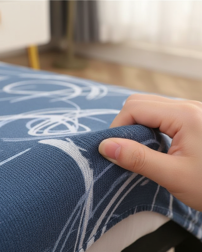 Housse de clic clac Bleue Imprimée Stretch – Protection canapé convertible – Photo Variation 5