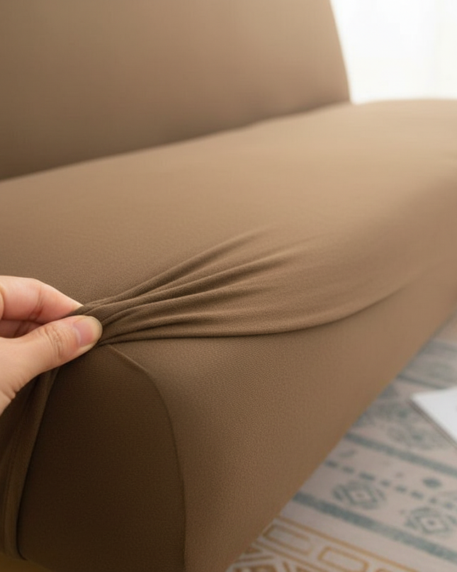 Housse de clic clac marron extensible – Protection canapé convertible – Photo Variation 5