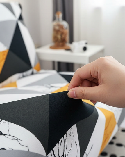 Housse de clic clac Géométrique Jaune Marbre – Protection canapé convertible – Photo Variation 5