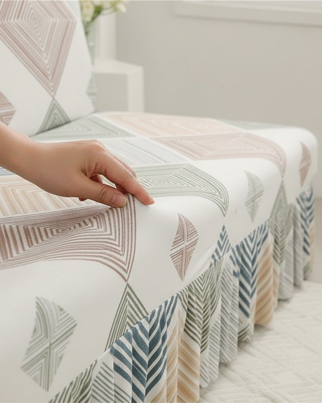 Housse de clic clac géométrique jupe extensible – Protection canapé convertible – Photo Variation 5