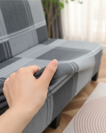 Housse de clic clac à carreaux gris – Protection canapé convertible – Photo Variation 5