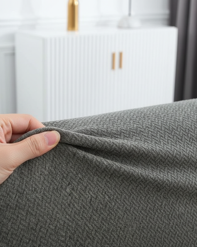 Housse de clic clac grise jacquard extensible – Protection canapé convertible – Photo Variation 5
