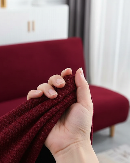 Housse de clic clac Jacquard Bordeaux Élastique – Protection canapé convertible – Photo Variation 5